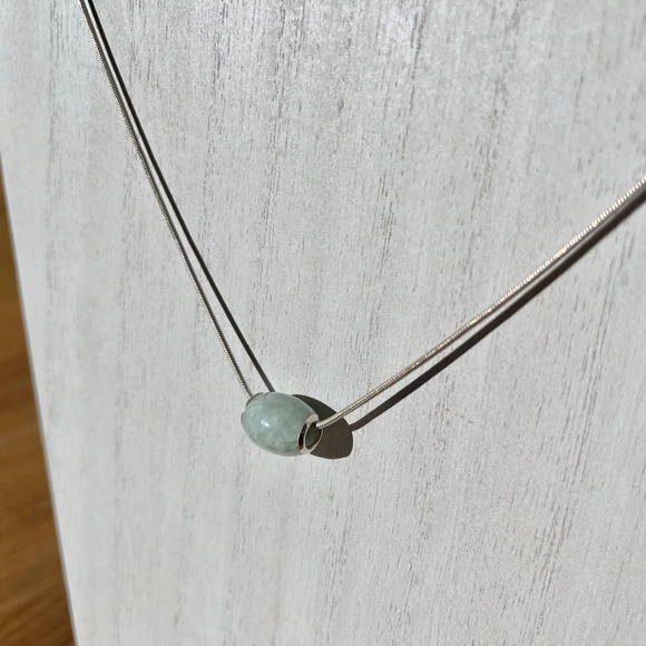 Green Jade 925 Sterling Silver Italy Barrel Slide Necklace Blessing Earring Set - Picture 6 of 10